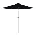 Parasol ogrodowy LED, stalowy słupek, czarny, 225x225x212 cm