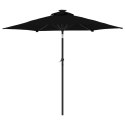 Parasol ogrodowy LED, stalowy słupek, czarny, 225x225x212 cm