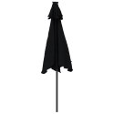 Parasol ogrodowy LED, stalowy słupek, czarny, 225x225x212 cm