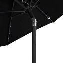 Parasol ogrodowy LED, stalowy słupek, czarny, 225x225x212 cm