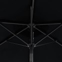 Parasol ogrodowy LED, stalowy słupek, czarny, 225x225x212 cm