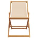 Składane krzesła plażowe, 2 szt, beżowe, tkanina i lite drewno