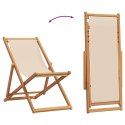 Składane krzesła plażowe, 2 szt, beżowe, tkanina i lite drewno
