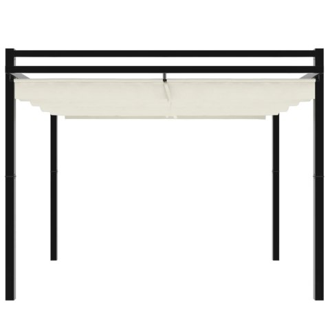 Altana ogrodowa ze zwijanym dachem, kremowa, 3x3 m, aluminium