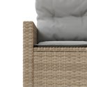 Sofa ogrodowa, stolik i poduszki, półokrągła, beżowy rattan PE