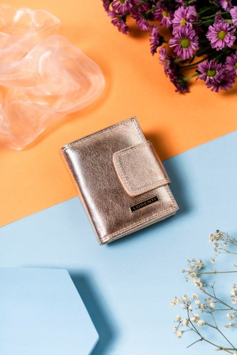Mały portfel damski na zatrzask i bigiel z błyszczącej skóry naturalnej Lumarko!