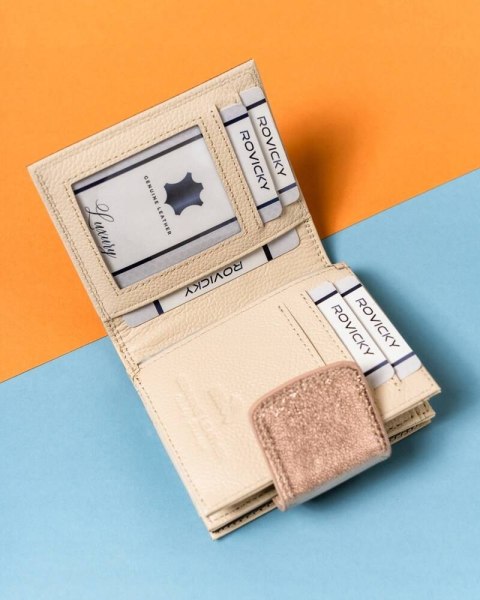 Mały portfel damski na zatrzask i bigiel z błyszczącej skóry naturalnej Lumarko!