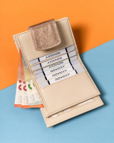 Mały portfel damski na zatrzask i bigiel z błyszczącej skóry naturalnej Lumarko!