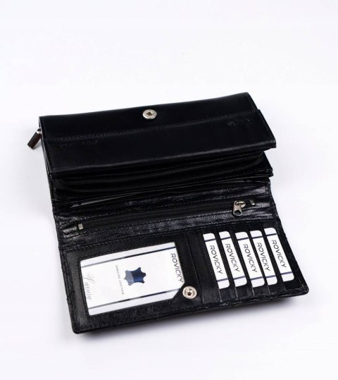 Skórzany portfel damski w orientacji poziomej na zatrzask Lumarko!