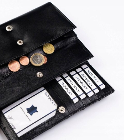 Skórzany portfel damski w orientacji poziomej na zatrzask Lumarko!