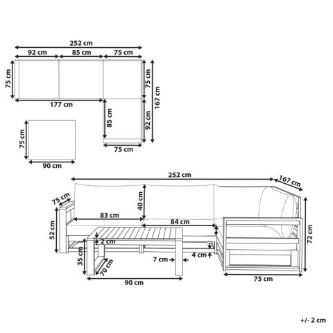 Duży zestaw wypoczynkowy dla 4 osób Lewostronny Drewno akacjowe (certyfikat FSC®) Jasne drewno TIMOR