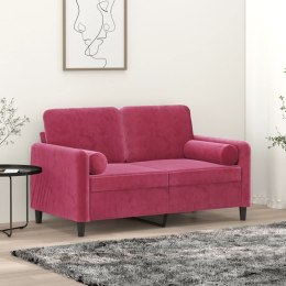 2-osobowa sofa z poduszkami, winna czerwień, 120 cm, aksamit Lumarko!