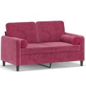 2-osobowa sofa z poduszkami, winna czerwień, 120 cm, aksamit Lumarko!