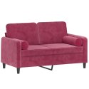 2-osobowa sofa z poduszkami, winna czerwień, 120 cm, aksamit Lumarko!