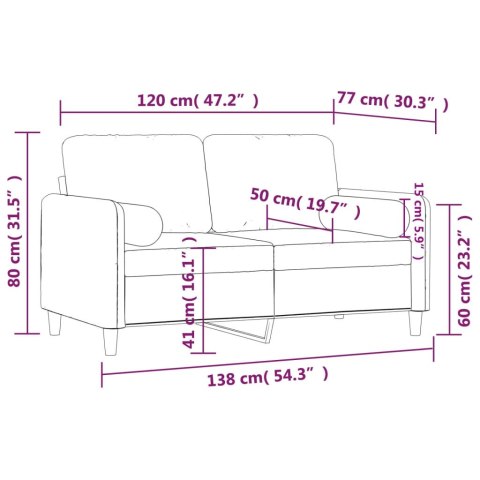 2-osobowa sofa z poduszkami, winna czerwień, 120 cm, aksamit Lumarko!
