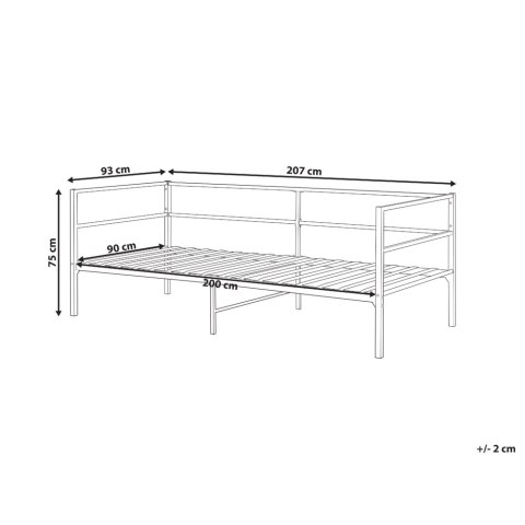 Łóżko metalowe 90 x 200 cm czarne BATTUT