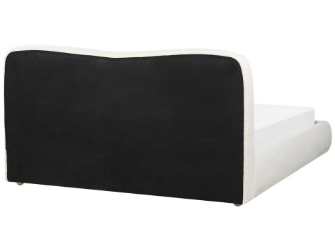 Łóżko z pojemnikiem boucle 160 x 200 cm białe BLAGNAC