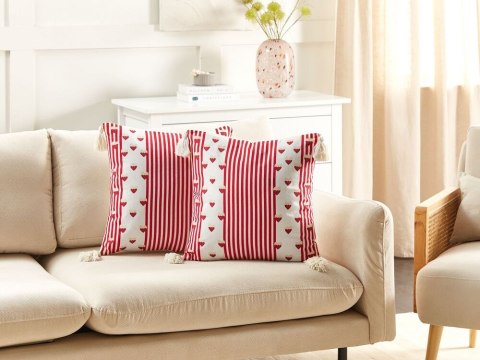 Zestaw 2 poduszek Druk blokowy Bawełna Biały BANKSIA 45 x 45 cm