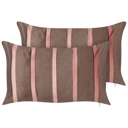 Zestaw 2 poduszek Welur Brązowy CRODYLINE 35 x 60 cm Lumarko!