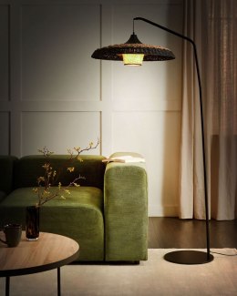 Lampa podłogowa pleciona czarna KALOMO