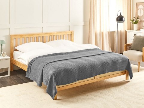 Narzuta na łóżko bawełniana 220 x 240 cm ciemnoszara RAGALA