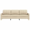 3-osobowa sofa, kremowa, 210 cm, tapicerowana tkaniną Lumarko!