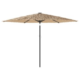 Parasol ogrodowy z LED, stalowy słupek, brązowy, 288x288x225 cm Lumarko!