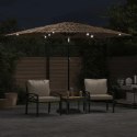 Parasol ogrodowy z LED, stalowy słupek, brązowy, 288x288x225 cm Lumarko!