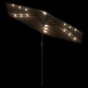 Parasol ogrodowy z LED, stalowy słupek, brązowy, 288x288x225 cm Lumarko!