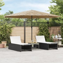 Parasol ogrodowy z LED, stalowy słupek, brązowy, 388x388x248 cm Lumarko!