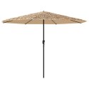 Parasol ogrodowy z LED, stalowy słupek, brązowy, 388x388x248 cm Lumarko!