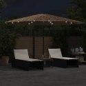 Parasol ogrodowy z LED, stalowy słupek, brązowy, 388x388x248 cm Lumarko!