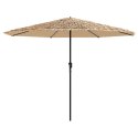 Parasol ogrodowy z LED, stalowy słupek, brązowy, 388x388x248 cm Lumarko!