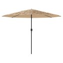 Parasol ogrodowy z LED, stalowy słupek, brązowy, 388x388x248 cm Lumarko!