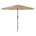 Parasol ogrodowy z LED, stalowy słupek, brązowy, 388x388x248 cm Lumarko!