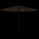 Parasol ogrodowy z LED, stalowy słupek, brązowy, 388x388x248 cm Lumarko!