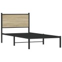 Metalowa rama łóżka z wezgłowiem, dąb sonoma, 75x190 cm Lumarko!