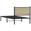 Metalowa rama łóżka z wezgłowiem, dąb sonoma, 75x190 cm Lumarko!