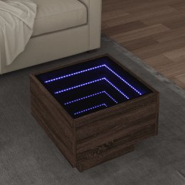 Stolik boczny z LED, brązowy dąb, 40x40x30 cm Lumarko!