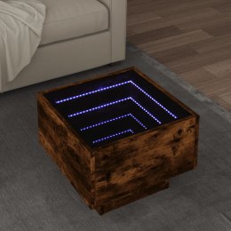 Stolik boczny z LED, dąb opalany, 40x40x30 cm Lumarko!