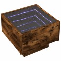 Stolik boczny z LED, dąb opalany, 40x40x30 cm Lumarko!