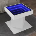 Stolik kawowy z LED, biały 50x50x45 cm, materiał drewnopochodny Lumarko!