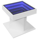 Stolik kawowy z LED, biały 50x50x45 cm, materiał drewnopochodny Lumarko!