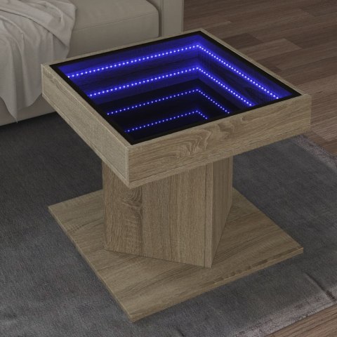 Stolik kawowy z LED, dąb sonoma, 50x50x45 cm Lumarko!