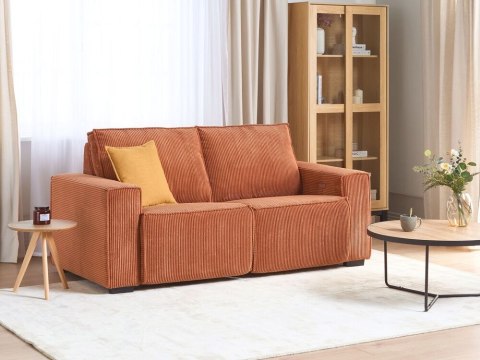 Sofa z elektryczną funkcją relaksu sztruksowa pomarańczowa NUKARI