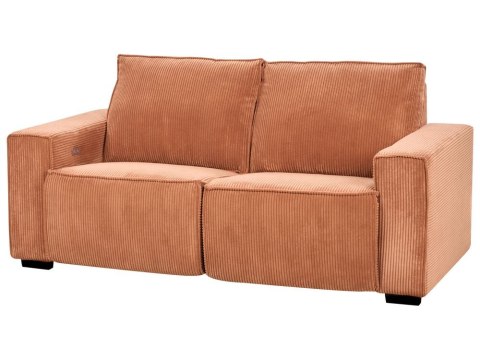 Sofa z elektryczną funkcją relaksu sztruksowa pomarańczowa NUKARI