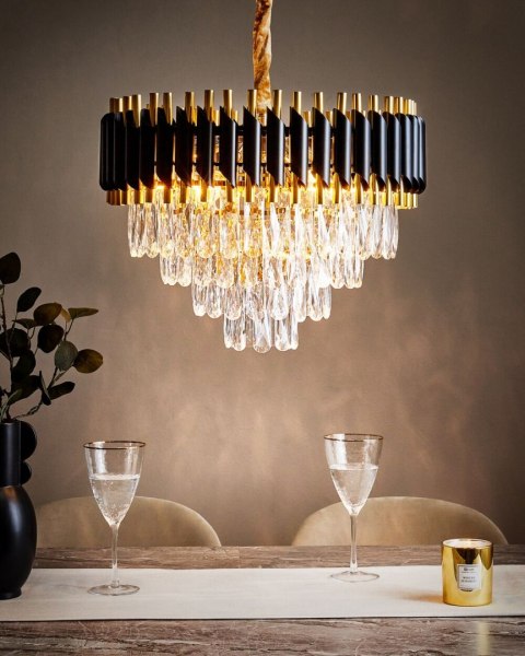 Żyrandol z kryształkami złoty ABELLAS