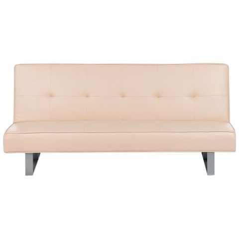 Sofa z funkcją spania skóra ekologiczna beżowa 189 cm DERBY mała