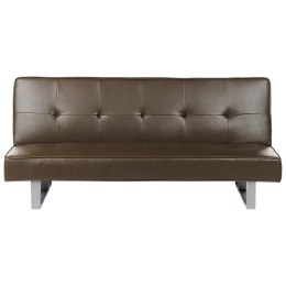 Sofa z funkcją spania skóra ekologiczna brązowa 189 cm DERBY mała