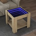 Stolik kawowy z LED, dąb sonoma, 53x53x45 cm Lumarko!